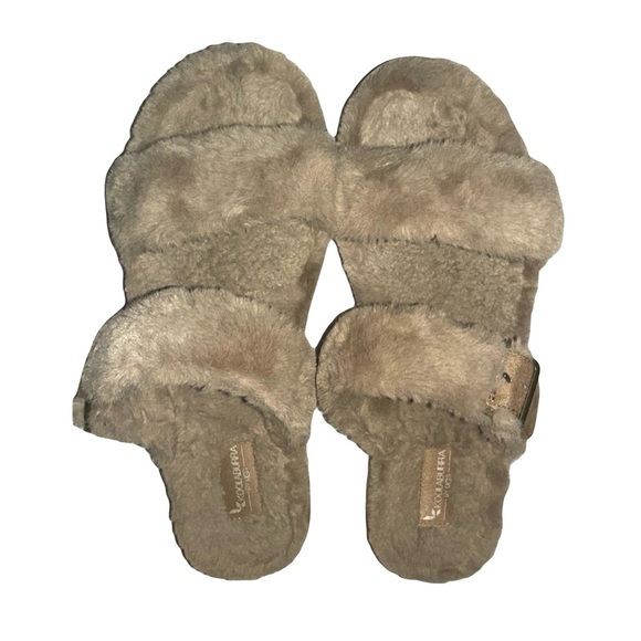 Koolaburra Shoes - Kookaburra by Ugg Women’s Furr-ah Tan Strappy Slides Sz 10